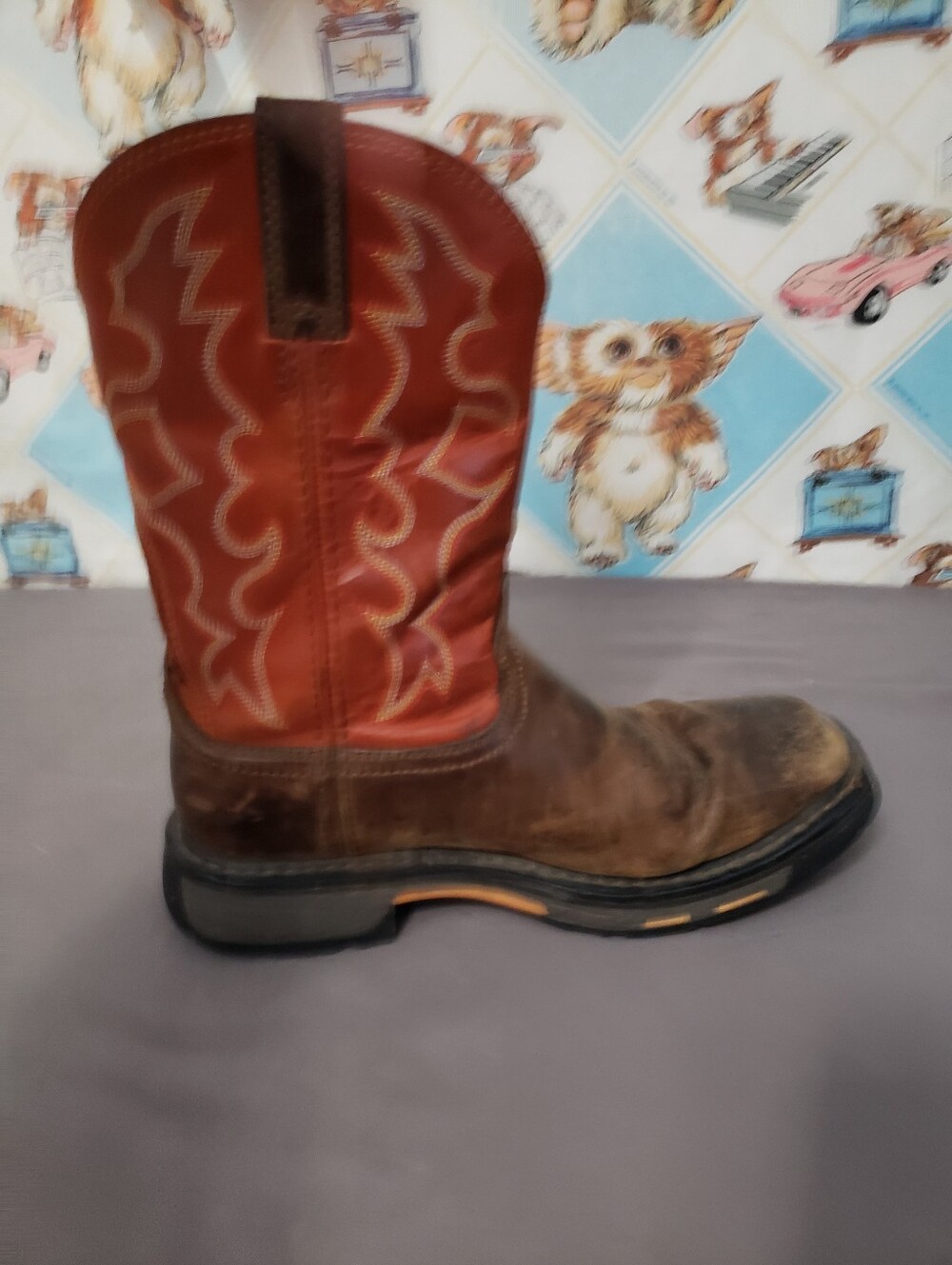 Ariat Men's Two-Tone Brown & Orange Western Work Boots Size 9D - Picture 8 of 11